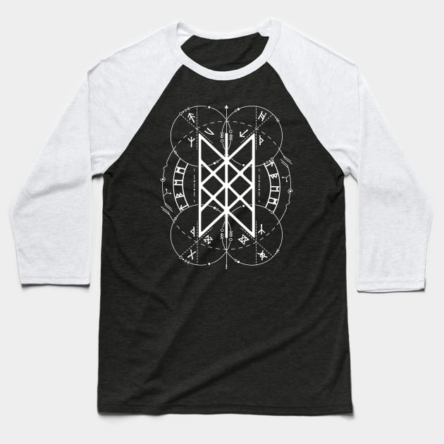 Web of Wyrd | Norse Pagan Symbol Baseball T-Shirt by CelestialStudio